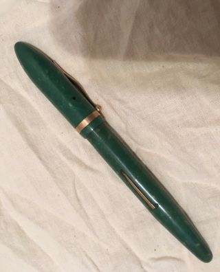 Antique Vintage 1920’s? Green Marble SHEAFFERS Fountain Pen 14K Nib/Tip 2