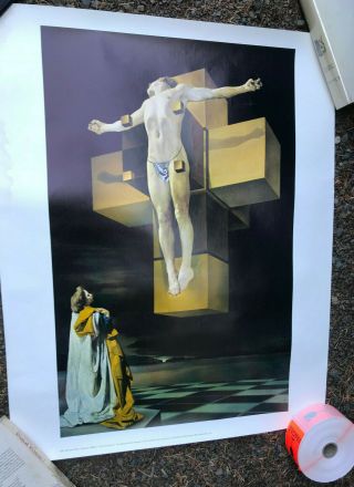 Vintage Salvador Dali Large Lithograph Jesus The Crucifixion 22x28 " Lithograph