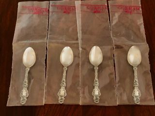 - (4) Gorham ? Whiting Sterling Silver Demitasse Spoons Lily 1902 Bags