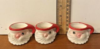 3 Mini Santa Claus Head Cups Holt Howard Vintage 1959 1.  5 Inches Tall
