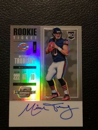 2017 Contenders Optic Mitchell Trubisky Rookie Ticket Rc On Card Auto Autograph