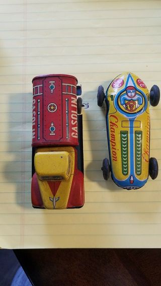 2 Vintage Toy Tin Car Truck Made In Japan