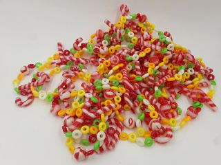 Vintage Strands Of Plastic Blow Mold Candy Cane Lifesavers Christmas Garland