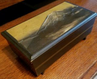 Vintage Jewelry & Music Box,  Copper Relief of Mt.  Fuji & Black Lacquered - Japan 2