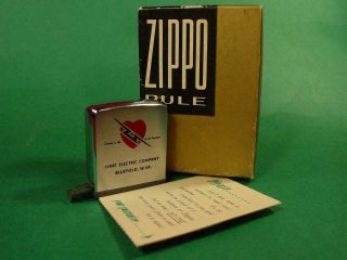 Vintage Zippo Lighter Tape Measure Hart Electric Company