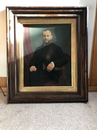 Extra Large Antique Victorian Oil Painting Portrait Of Gentleman