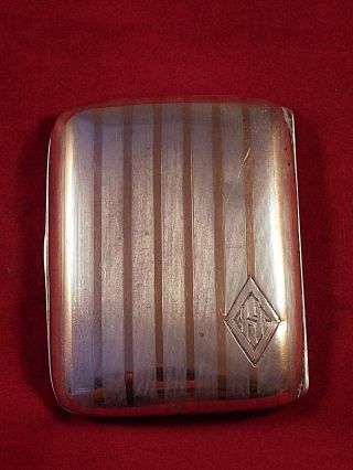Antique Schmitz,  Moore & Co Sterling Silver & 14k Gold Cigarette Case