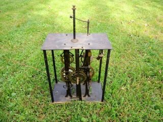 Antique French Morbier Grandfather Tall Case Clock Brass Metal Movement Parts