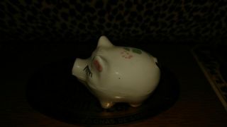 Vintage Shawnee Pottery Miniature Pig With Cold Paint Zanesville Oh