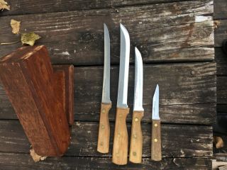 Vintage Old Homestead Cutlery Kitchen Knife Set Plus Knife Block Japan