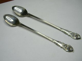 2 Wallace Sterling Sir Christopher 7 1/2 " Iced Tea Spoons Gorgeous No Mono