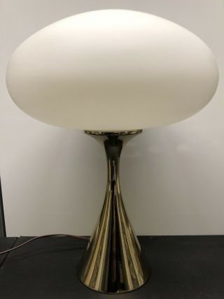 Vintage Laurel Mushroom Mid Century Modern Table Lamp Brass & Glass Mcm