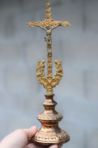 ⭐ antique French religious cross,  bronze crucifix,  18th Century⭐ 2