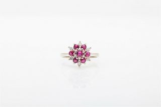 Antique 1950s Signed $1500 1.  50ct Natural Ruby Diamond 14k White Gold Ring