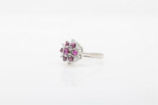 Antique 1950s Signed $1500 1.  50ct Natural Ruby Diamond 14k White Gold Ring 2