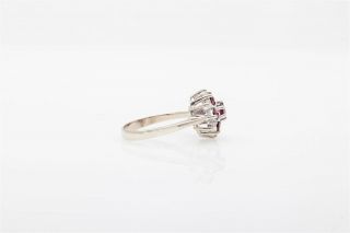 Antique 1950s Signed $1500 1.  50ct Natural Ruby Diamond 14k White Gold Ring 3