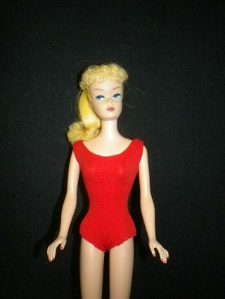 1961 5 Blonde Ponytail Barbie Red Suit 2