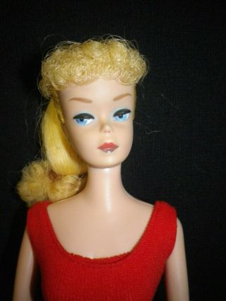 1961 5 Blonde Ponytail Barbie Red Suit 3