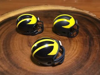 (3) Riddell Pocket Pro Football Helmets (michigan Wolverines)