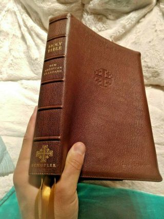Antique Marble Brown Goatskin Nasb Schuyler Credo Thinline Quentel Bible