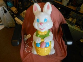 19 " Vintage Blow Mold Easter Bunny With Egg Basket General Foam Brand