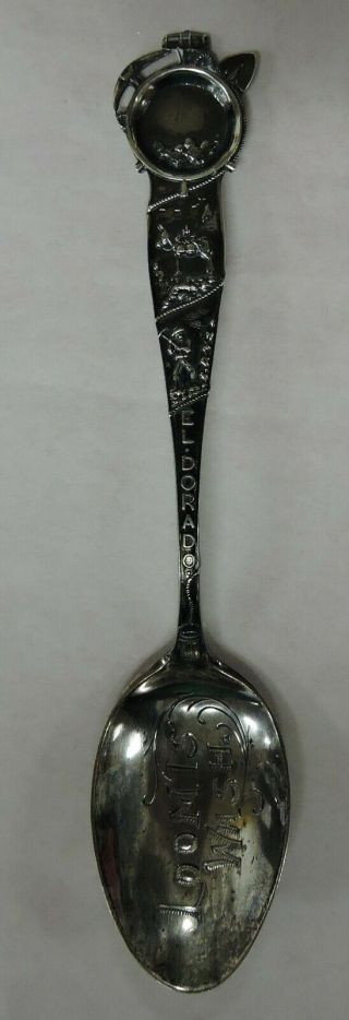 Vtg Sterling Silver Souvenir Spoon - Loomis Washington/el Dorado/gold Mining
