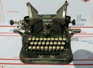 Antique Oliver Printype Visible Writer No.  5 Green Typewriter For Repair