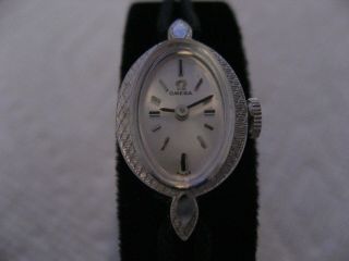 Vintage Omega 10k White Gold Filled Ladies Wrist Watch 485 Movement In Exc Cond