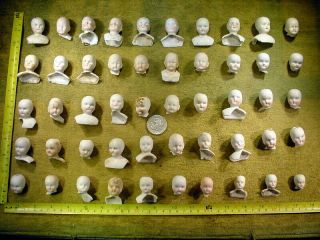 50 X Excavated Vintage Victorian Faded Painted Bisque Doll Head German Age 1890