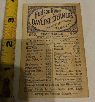 Steamboat Time Table Hudson River Dayline Steamers 1900,  Albany Ny - York Ny