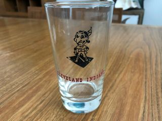 Vintage 1950 " S Cleveland Indians Drinking Glass W/chief Wahoo Figure (5 ")