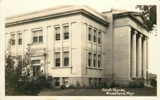 Vintage Rppc Postcard; Court House Wheatland Wy Platte County Unposted