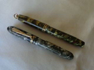 2 Vintage Fountain Pens,  One Majestic And One Unknown Name,  14k Gold Nib