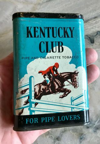 Vintage Kentucky Club Pipe And Cigarette Tobacco Tin
