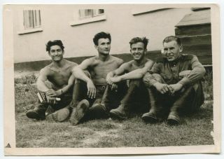 Shirtless Handsome Men Muscle Bulge Soldiers Gay Int Vintage Photo