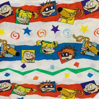 Rugrats Twin Size Bed Sheet Fitted Bottom Vintage Fabric Single Tommy Angelica