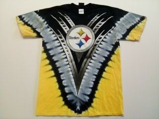 Vintage Nfl Pittsburgh Steelers Tie - Dye T - Shirt Sz Medium Black/yellow