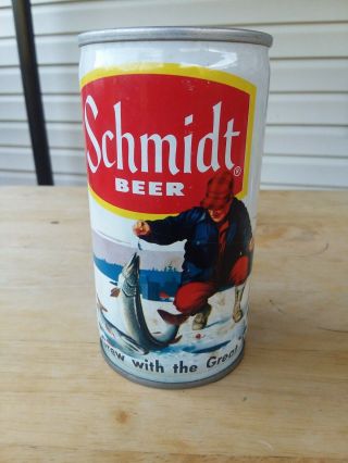 Vintage Schmidt Beer Can With Fisherman