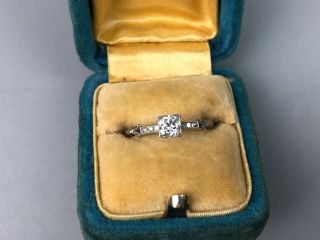 Antique Old European Diamond Platinum Engagement Ring Size 6