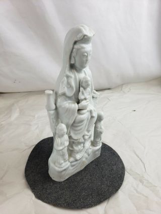 Antique Old Chinese Blanc De Chine Chinese Porcelain Figure Guanyin