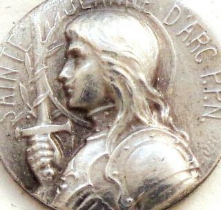 Saint Joan Of Arc In Armor Wit The Sword - Antique Medal Pendant