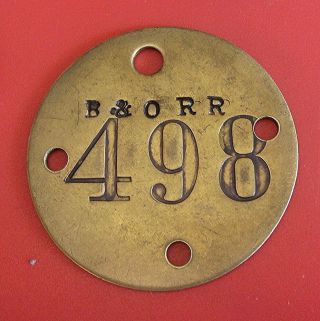 Vintage Brass Tag: B&o Railroad (baltimore & Ohio) ; Tool Check Or Property Tag