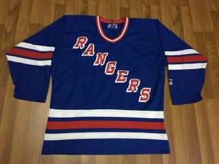 Mens Large - Vtg Nhl York Rangers Starter Embroidery Hockey Jersey Blue