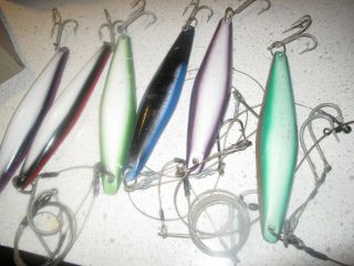 6 Vintage Tnt Fishing Hook Sinker Weight 12 " Long Tuna Jig Lure