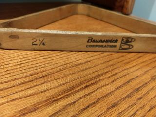 Vintage Brunswick Co.  2 - 1/4 Triangle Pool Billiards Rack Solid Wood Burned Logos 2