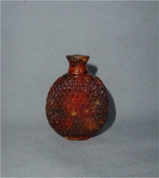 Antique China Top High Aged Carved Amber Snuff Bottle 28 Gram