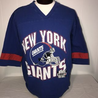 Ny Giants Vintage 1995 Nfl Monday Night Football Team Apparel V Neck T - Shirt Xl