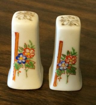 Salt & Pepper Shakers White With Flowers Vintage Made In Japan