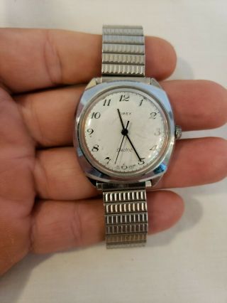 19787 Rare Face Vintage Timex Electric A Cell Wristwatch Needs Battery