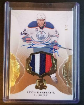 2016 - 17 Ud The Cup Hockey Leon Draisaitl Auto Patch 3 Colors 3/8 Ssp Ew597